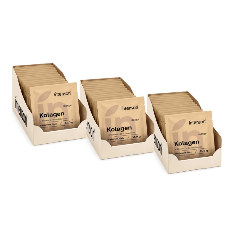 Kolagen INTENSON Witamina C + Kwas hialuronowy Mango (60 x 11.5 g)