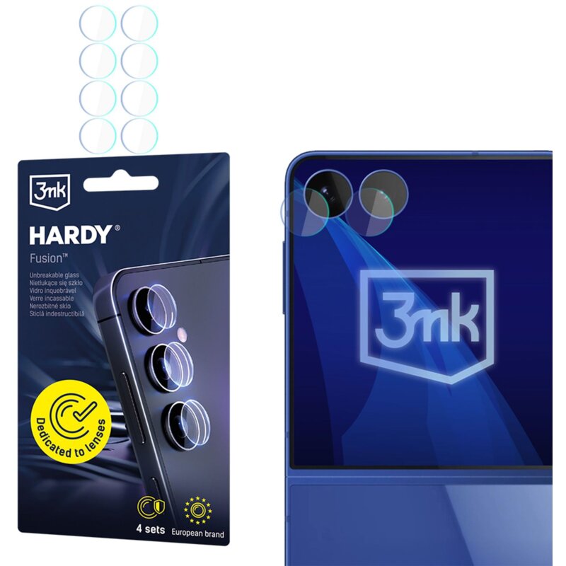 Szkło hybrydowe na obiektyw 3MK Hardy Fusion Lens Protection do Samsung Galaxy Z Flip 8 (4 szt.)