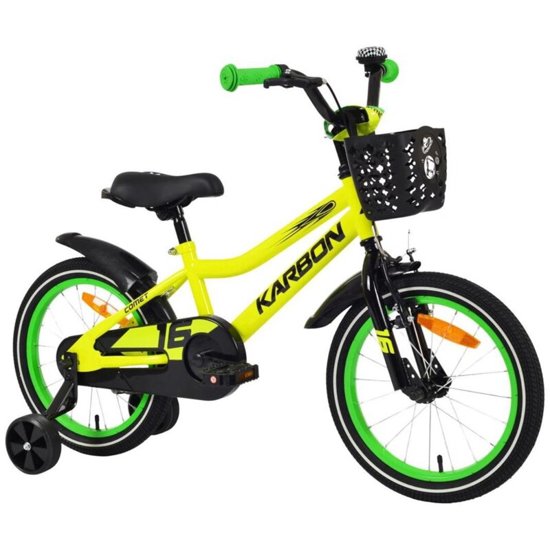 Rower dziecięcy KARBON Comet 16 Limonkowy Wzrost: 100-110 cm Wiek: 4-6 lat