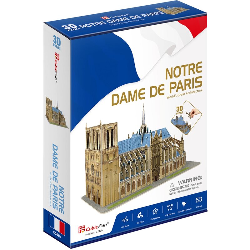 Puzzle 3D CUBIC FUN Katedra Notre Dame C042H (53 elementy)