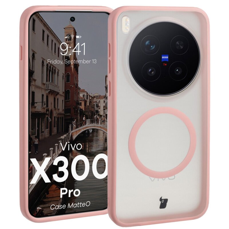 Bizon MatteO do Vivo X300 Pro Półprzezroczyste z różową ramką