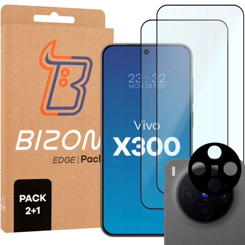 Bizon Szkło + szybka na aparat Glass Edge Pack do Vivo X300 2 sztuki