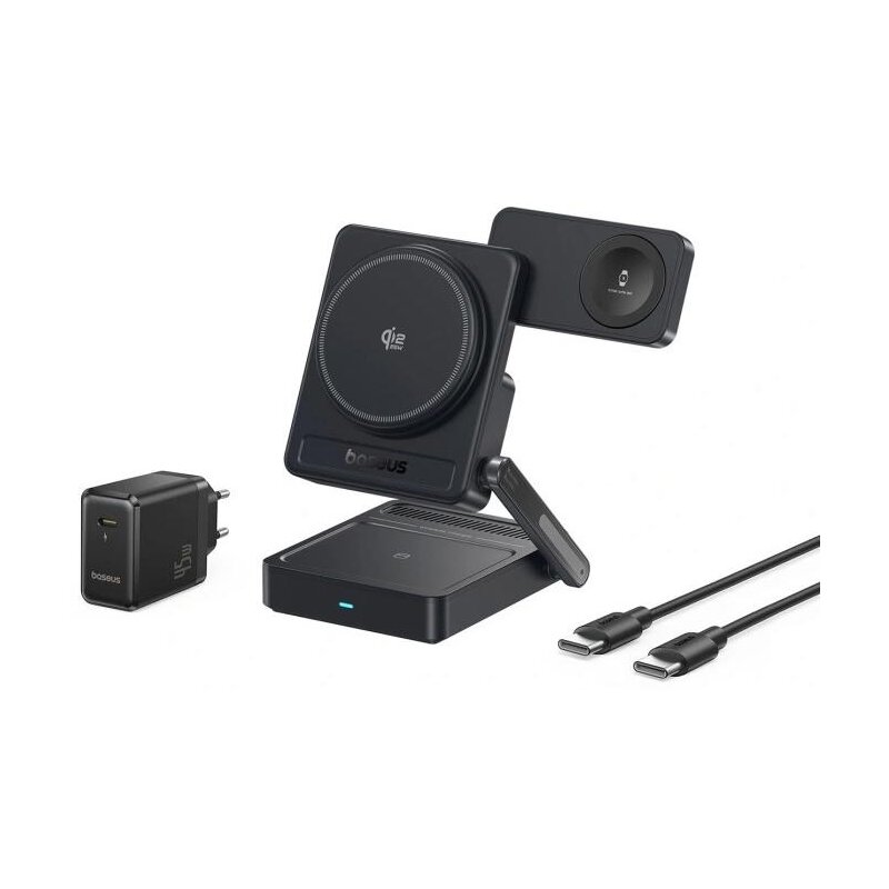 Baseus PicoGo AF21 3w1 Qi2.2 35W Czarny + ładowarka 45W, kablel USB-C 1m