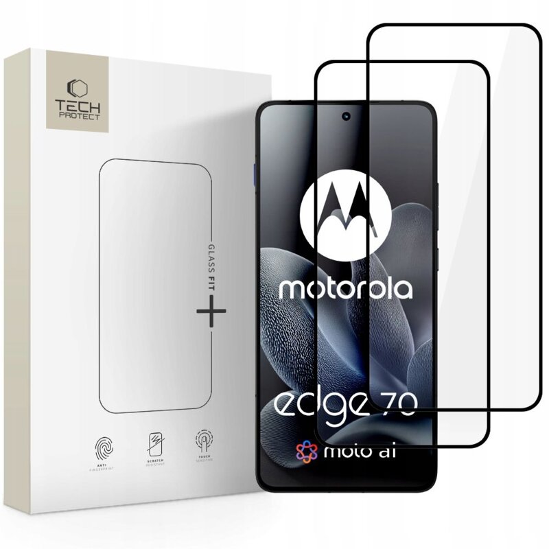 Szkło hartowane TECH-PROTECT Glass Fit+ do Motorola Edge 70 5G Czarny (2 szt.)