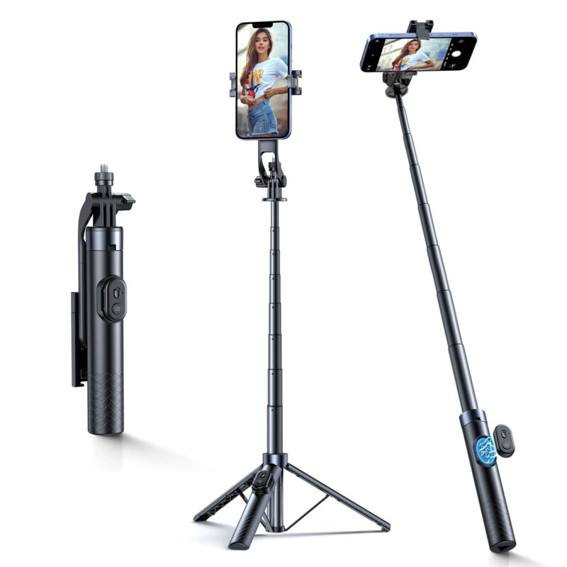 Wozinsky Selfie Stick Wc1Y30S Teleskopowy Tripod 1.3M Z Uchwytem Na Telefon - Czarny