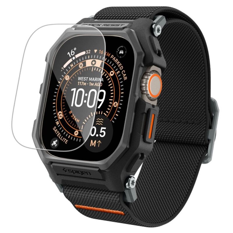 Pasek SPIGEN Lite Fit Pro do Apple Watch Ultra do koperty 49 mm Czarny + szkło hartowane