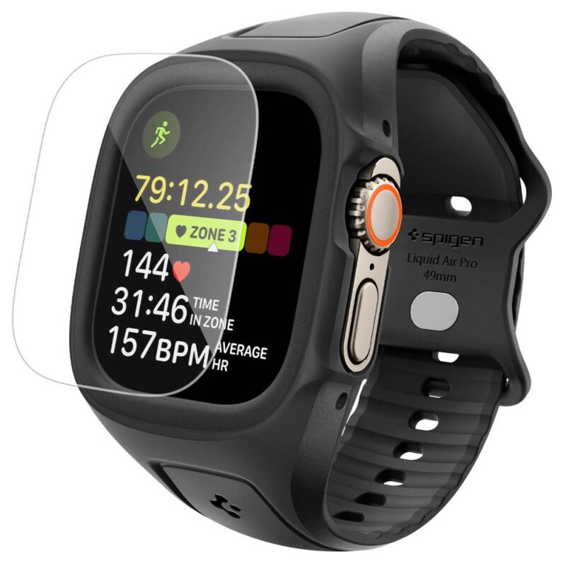Pasek SPIGEN Liquid Air Pro do Apple Watch Ultra do koperty 49 mm Czarny + szkło hartowane