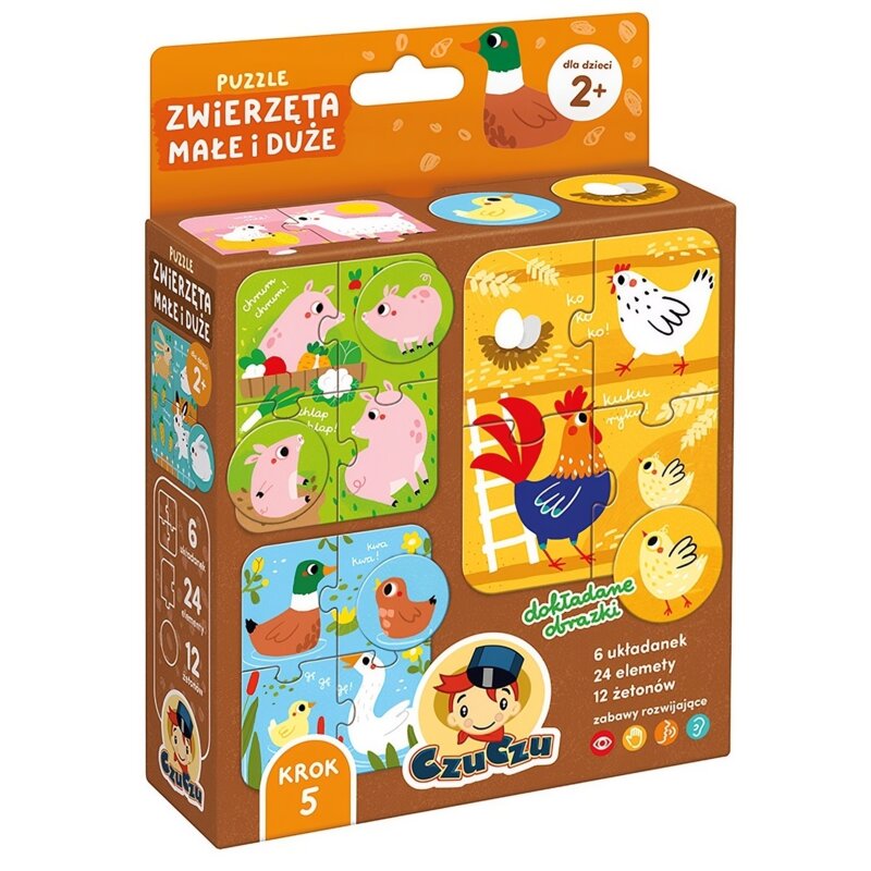 Puzzle CZUCZU Zwierzęta małe i duże (36 elementów)