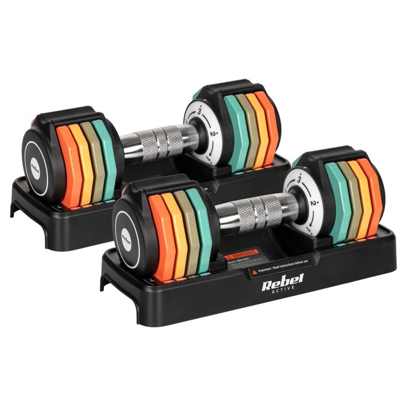 Zestaw hantli regulowanych REBEL ACTIVE RBA-2334 (2 x 5 kg)