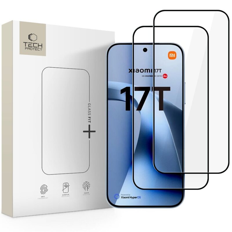 Szkło hartowane TECH-PROTECT Glass Fit+ do Xiaomi 17T Czarny (2 szt.)