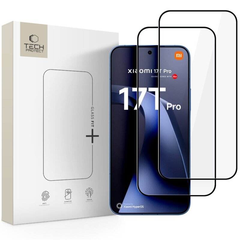 Szkło hartowane TECH-PROTECT Glass Fit+ do Xiaomi 17T Pro Czarny (2 szt.)