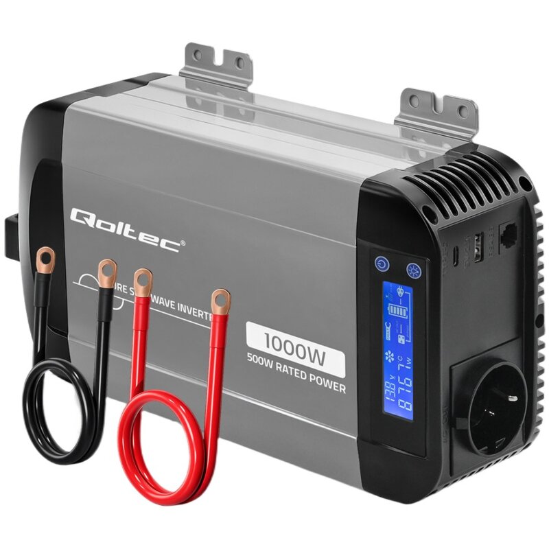 Qoltec Przetwornica napięcia Pure Sine Wave | 12V na 230V | 500/1000W