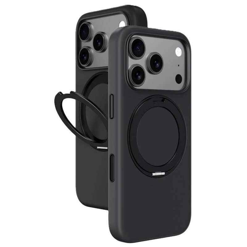 AmazingThing Cloudie na iPhone 17 Pro Max z podstawką - czarne