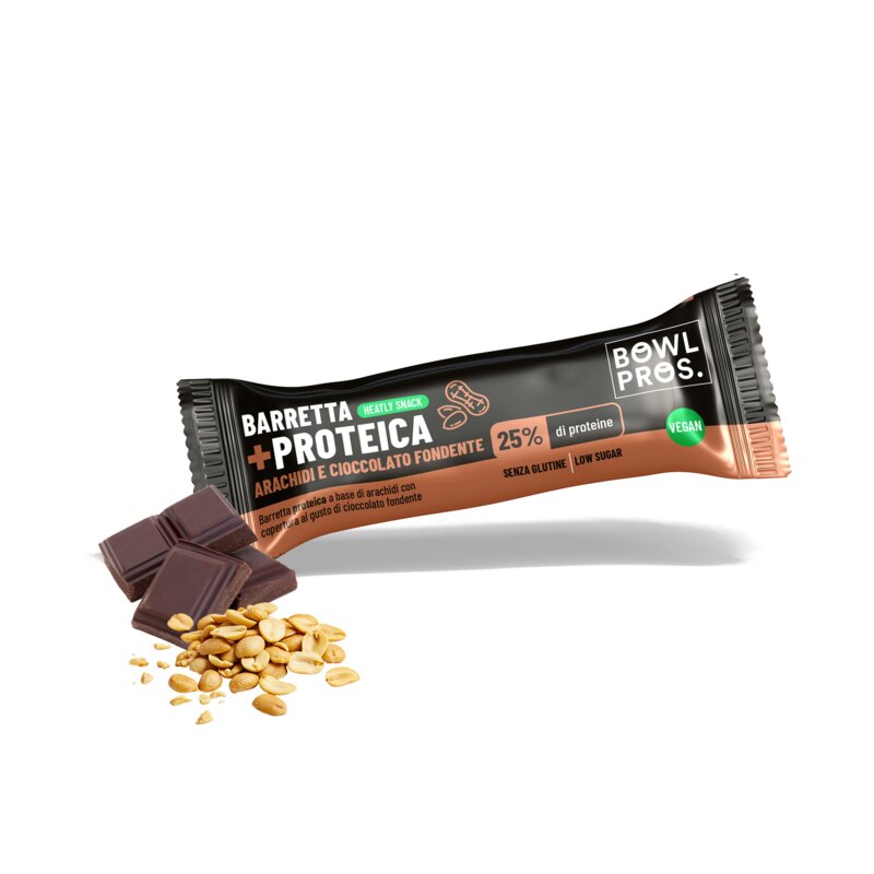 Baton proteinowy BOWLPROS Orzeszki ziemne i Gorzka czekolada (15 x 35 g)