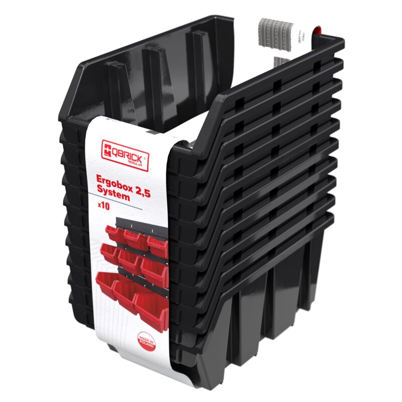 Zestaw pojemników QBRICK Regular Ergobox 2.5 System Czarny (10 szt.)