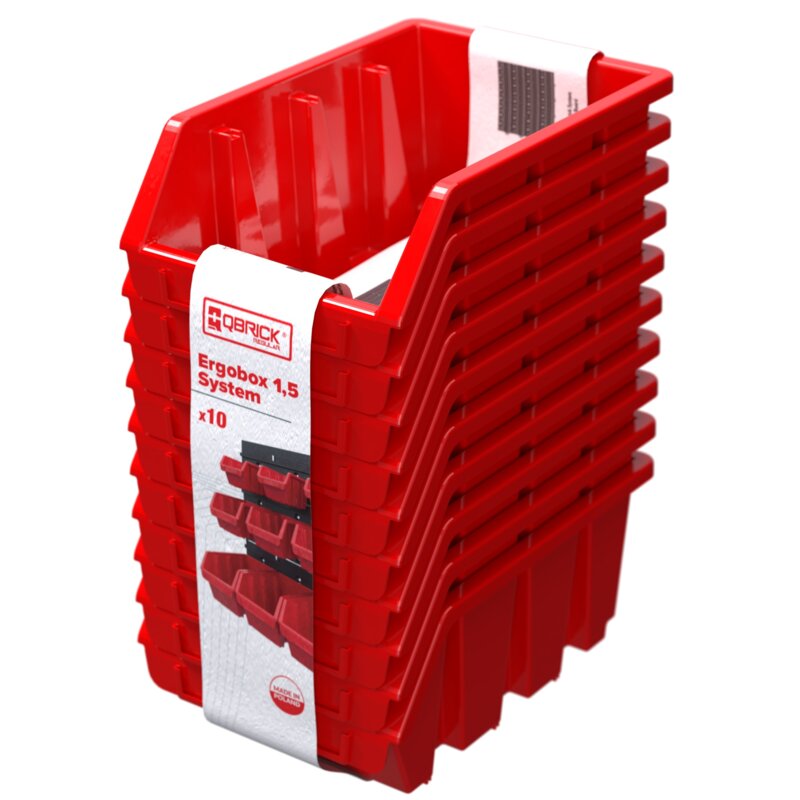 Zestaw pojemników QBRICK Regular Ergobox 1.5 System Czerwony (10 szt.)