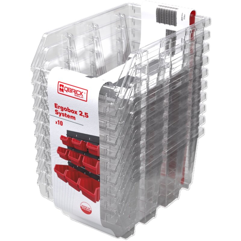 Zestaw pojemników QBRICK Regular Ergobox 2.5 System Transparentny (10 szt.)