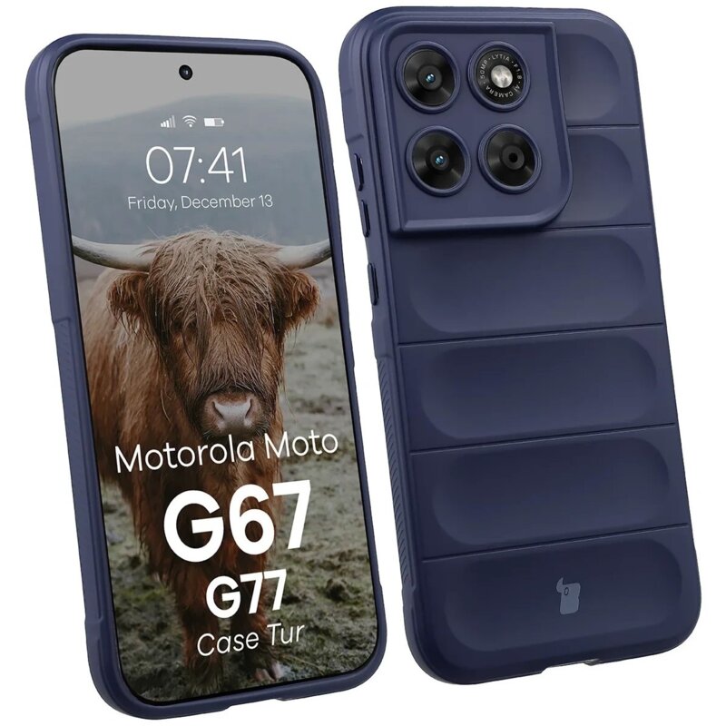 Etui BIZON Tur do Motorola Moto G67/G77 Granatowy