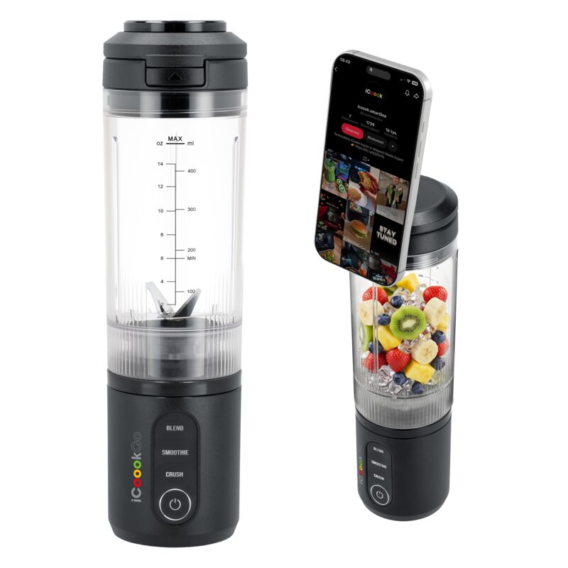 Blender personalny ICOOOK GO MBL-IC-01/G1 Grafitowy bezprzewodowy z uchwytem magnetycznym na telefon