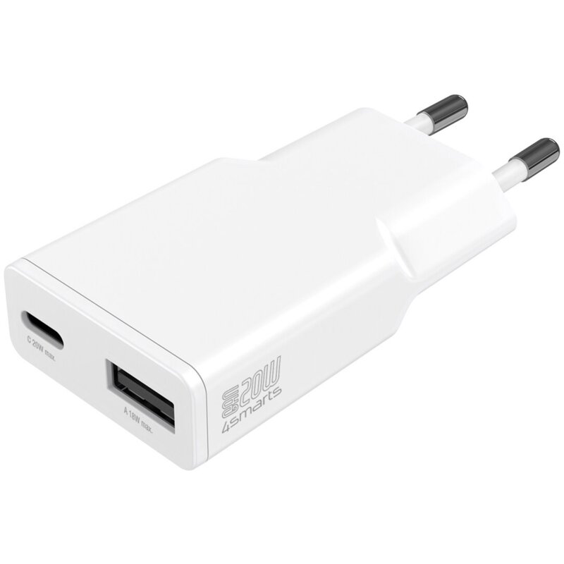 Ładowarka sieciowa 4SMARTS PDPlug Duos Slim 20W GaN Biały ładowarka do telefonu USB, USB-C