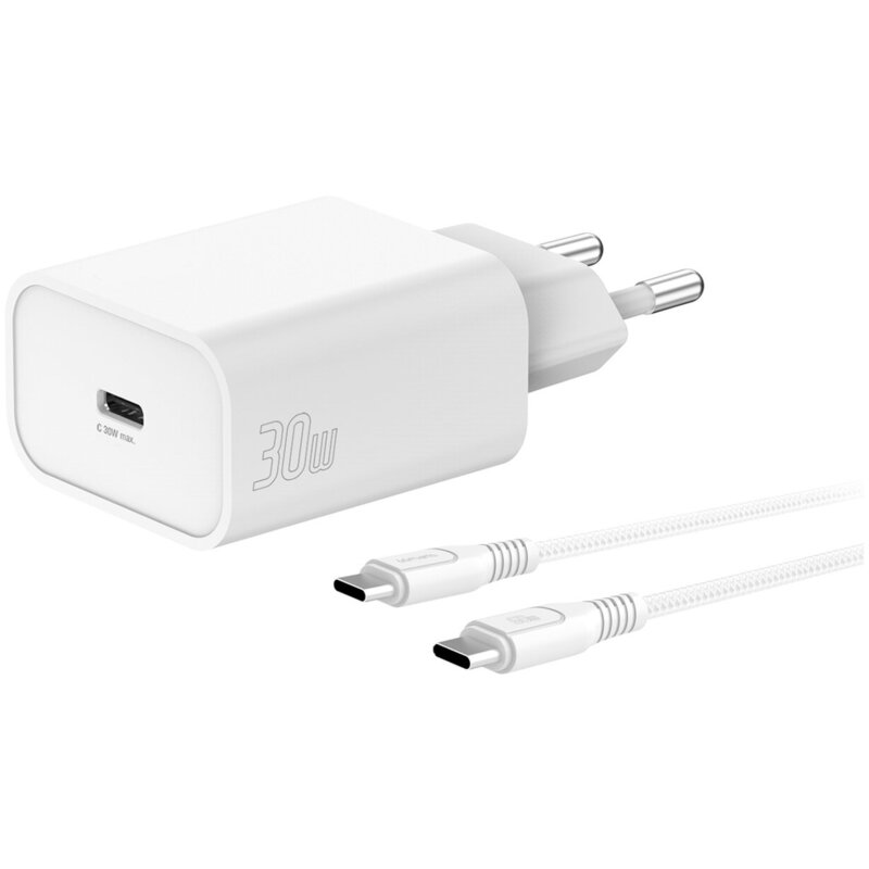 Ładowarka sieciowa 4SMARTS VoltPlug PD 30W Biały ładowarka do telefonu USB-C + kabel USB-C - USB-C