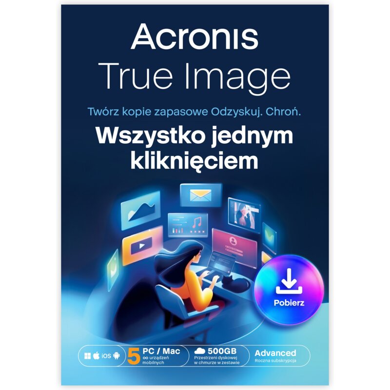 Kod aktywacyjny ACRONIS True Image Advanced 2025 500GB 5 URZĄDZEŃ 1 ROK