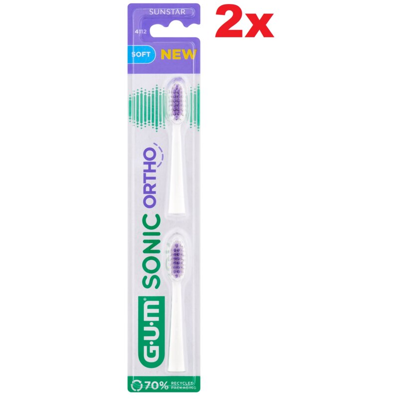 Oryginalna końcówka szczoteczki GUM Sonic Ortho 4112 (2 szt.) (Czyści trudno dostępne miejsca)