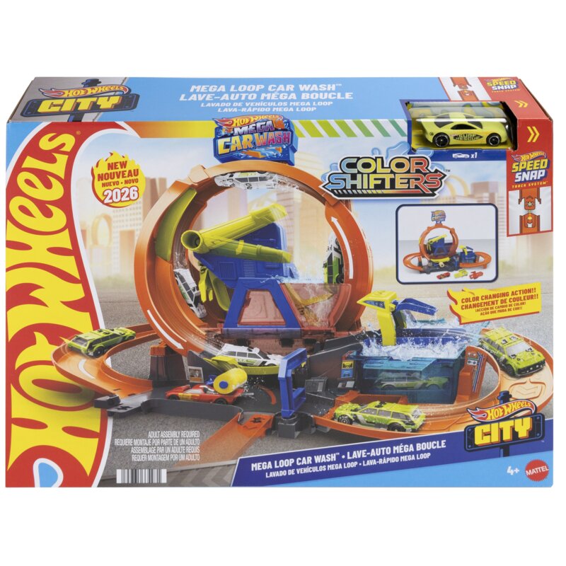 Tor Hot Wheels City Mega Myjna pętla + auto JHL97