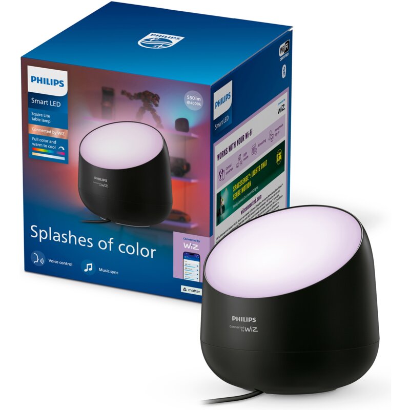Lampa stołowa PHILIPS Squire Lite WiZ Czarny
