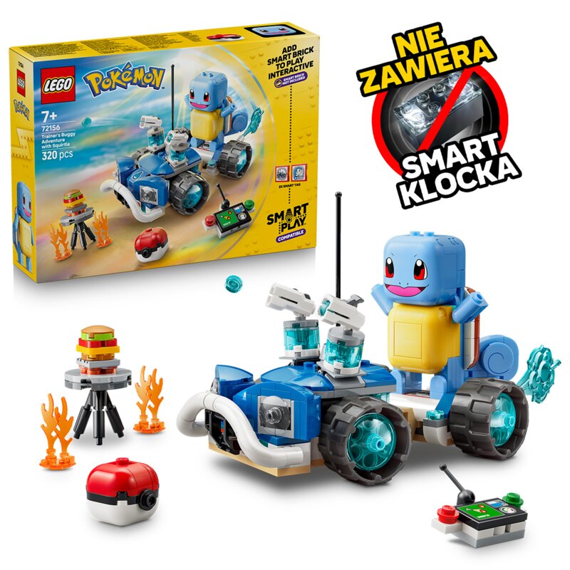 LEGO 72156 Pokémon SMART Play Przygoda Trenera ze Squirtle i pojazdem terenowym