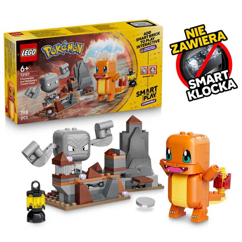 LEGO 72157 Pokémon SMART Play Charmander i Geodude — starcie w jaskini