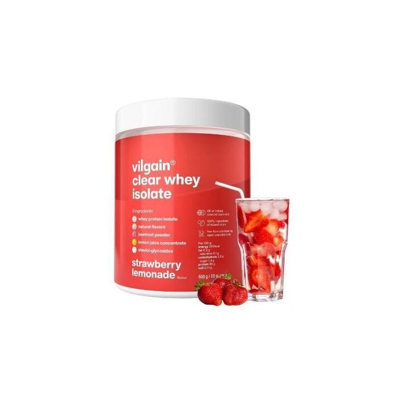 Odżywka białkowa VILGAIN Clear Whey Isolate Lemoniada truskawkowa (500 g) Bez cukru