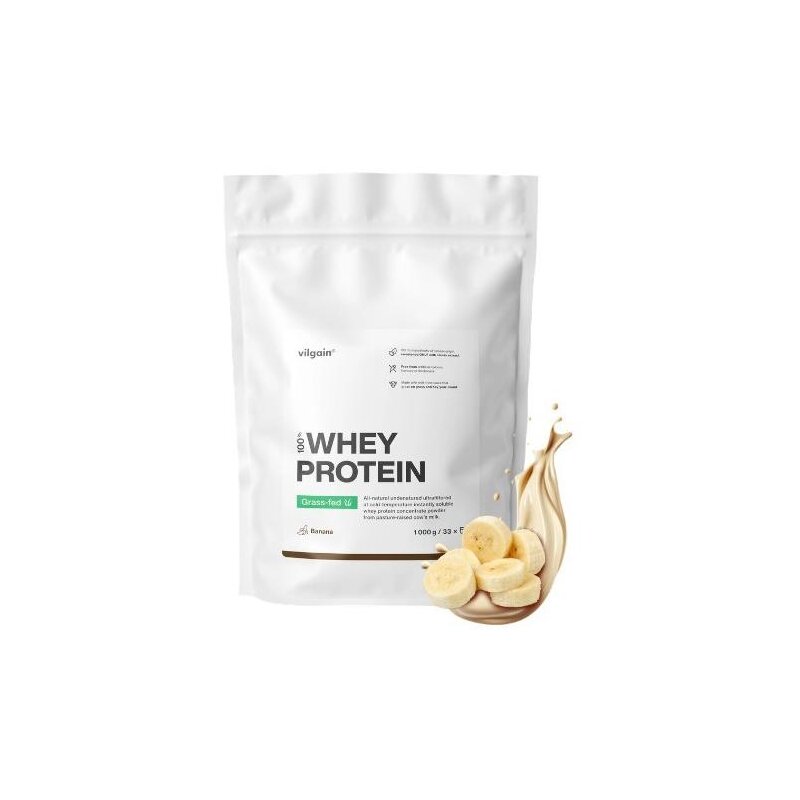 Odżywka białkowa VILGAIN Grass‑Fed Whey Protein Bananowy (1000 g) Bez cukru