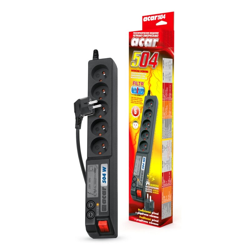 Acar 504 W 5 gniazd 3m Czarny