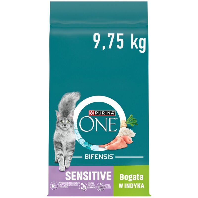 Karma dla kota PURINA ONE Sensitive Cat Indyk z ryżem 9.75 kg