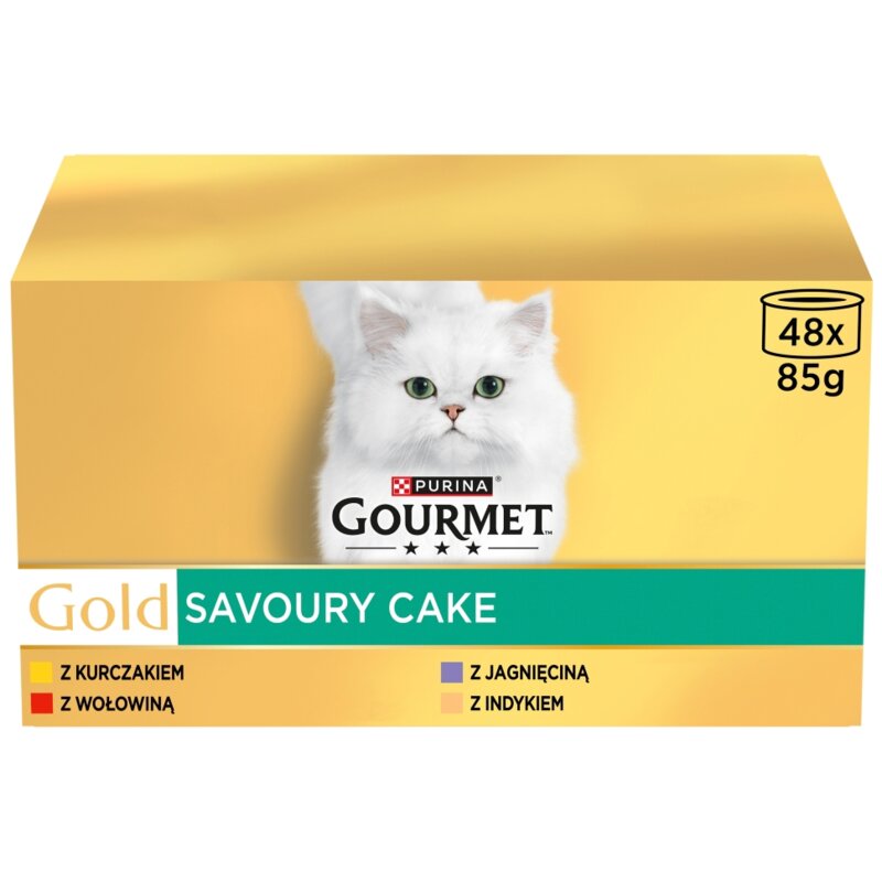 PURINA Gourmet Gold Savoury cake Box - mokra karma dla kota - 48x85g