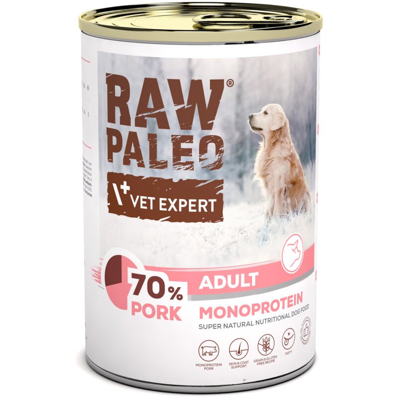 VETEXPERT Raw Paleo Adult Mono Wieprzowina - mokra karma dla psa - 400g