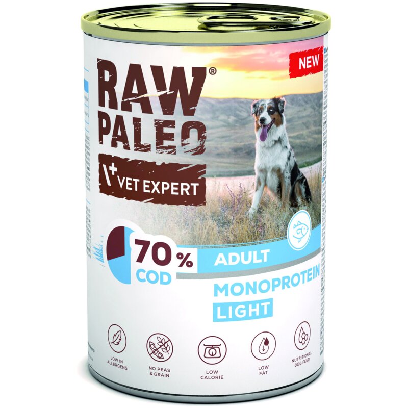 VETEXPERT Raw Paleo Cod Light Mono - mokra karma dla psa - 400g
