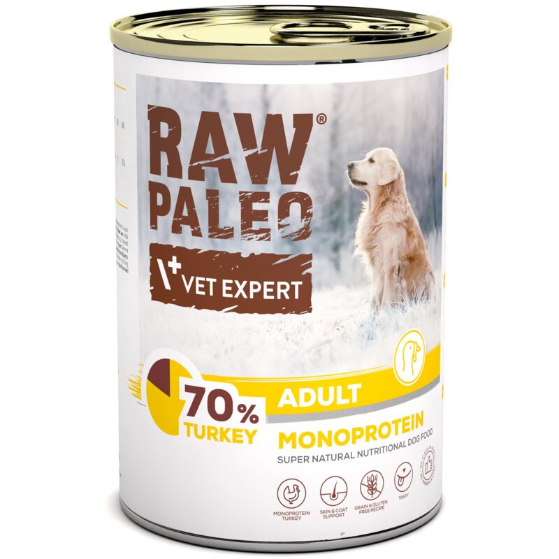 RAW PALEO ADULT DOG TURKEY 400g - mokra karma dla psów dorosłych monoproteina z indykiem