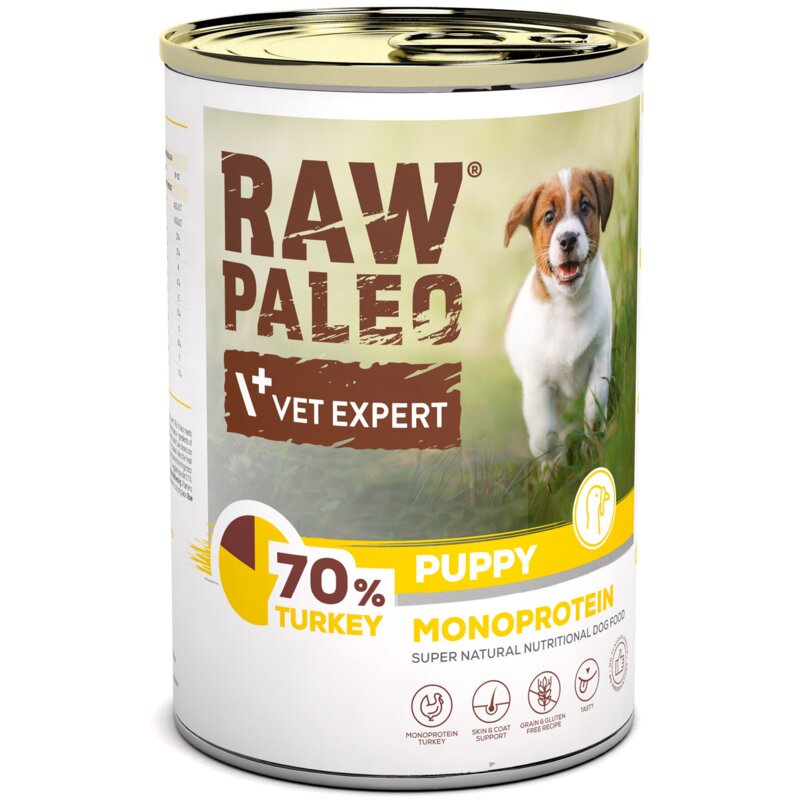 VETEXPERT Raw Paleo Puppy Mono Indyk - mokra karma dla szczeniąt - 400g