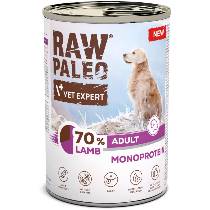 VETEXPERT Raw Paleo Mono Jagnięcina - mokra karma dla psa - 400g