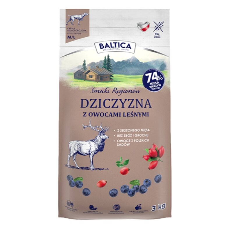 Karma dla psa BALTICA Smaki Regionów Adult Dziczyzna z owocami leśnymi M/L 3 kg