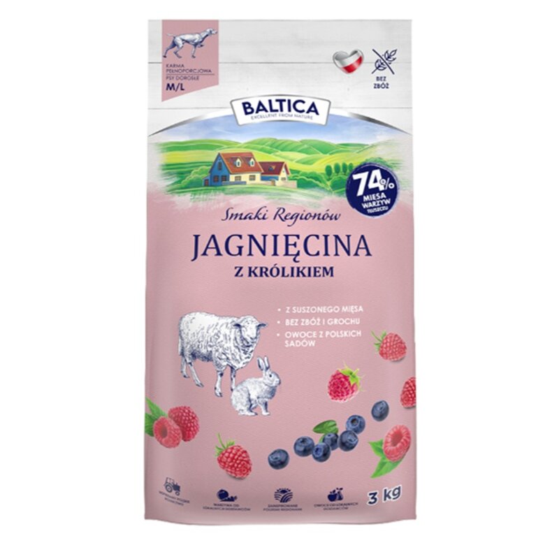 Karma dla psa BALTICA Smaki Regionów Adult Jagnięcina z królikiem M/L 3 kg