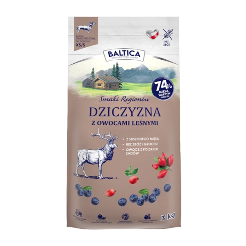 BALTICA Smaki regionów Dziczyzna z owocami leśnymi Rasy małe - sucha karma dla psa - 3kg