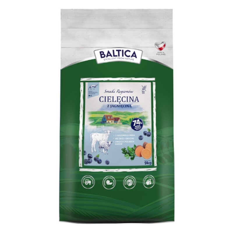 Karma dla psa BALTICA Smaki Regionów Adult Cielęcina z jagnięciną M/L 9 kg