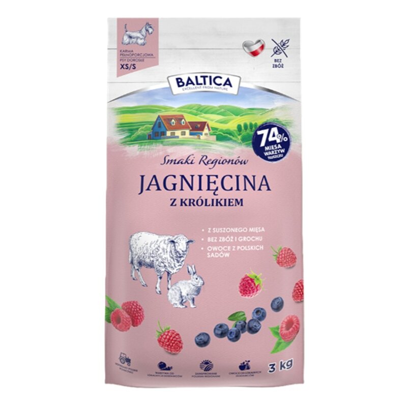 BALTICA Smaki regionów Jagnięcina z królikiem XS/S - sucha karma dla psa - 3kg