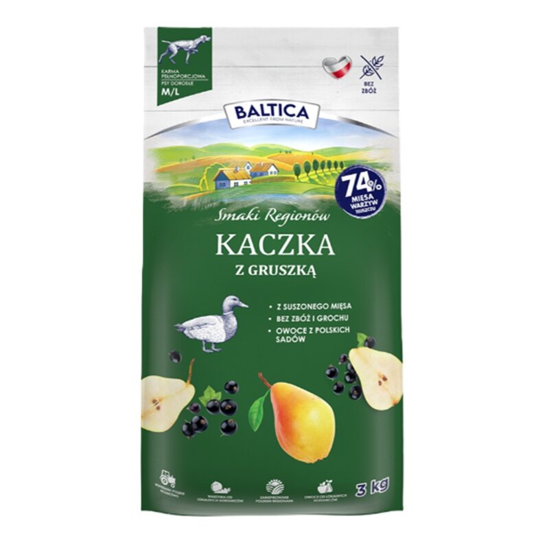 Karma dla psa BALTICA Smaki Regionów Adult Kaczka z gruszką M/L 3 kg