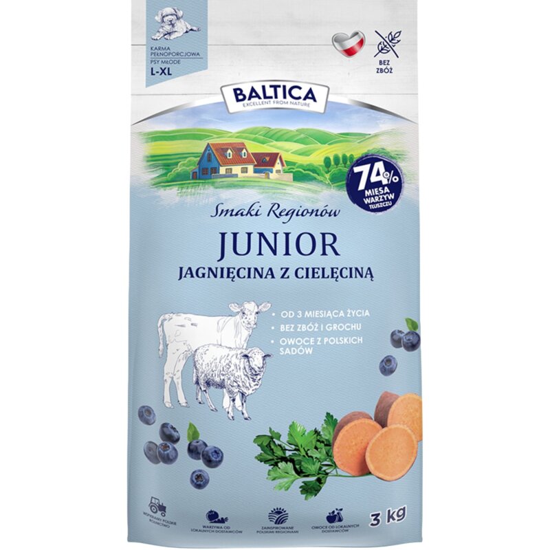 BALTICA Smaki Regionów Junior Jagnięcina z Cielęciną Duże Rasy 3kg