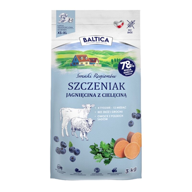 Baltica karma dla szczeniaka PUPPY jagnięcina z cielęciną XS/XL 3 kg