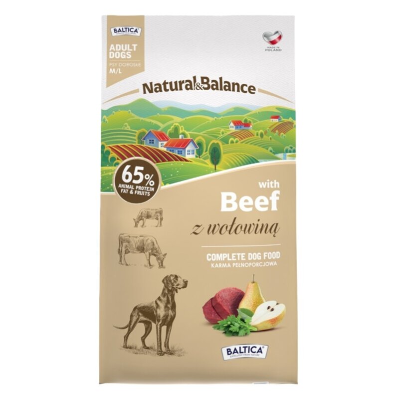 Karma dla psa BALTICA Natural & Balance z wołowiną M/L 9 kg
